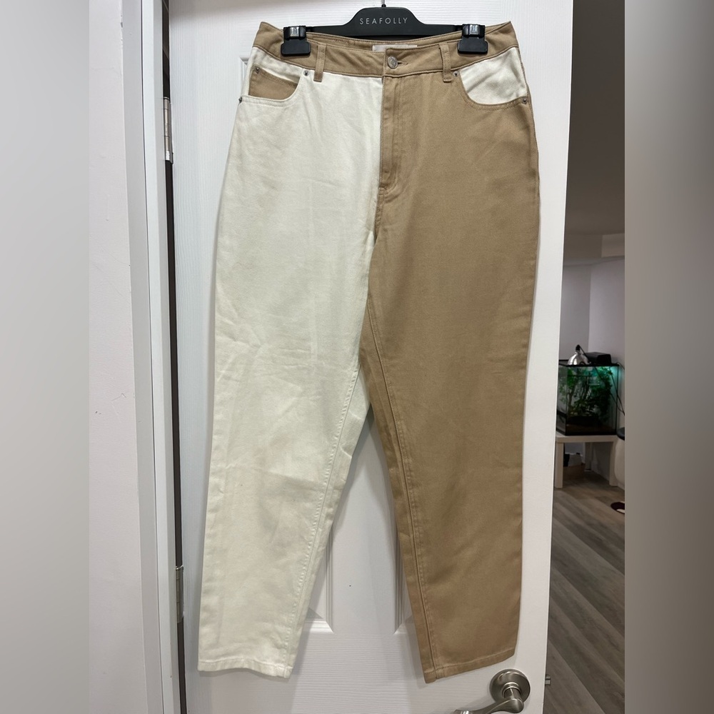 Twik by Simons Colorblock Jeans Size 10 Boyfriend Fit Organic Cotton Two Tone